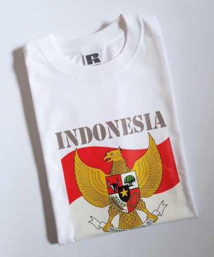 T-shirt weiß mit Aufdruck, Baju kaos putih dengan motif Indonesia Garuda Pancasila