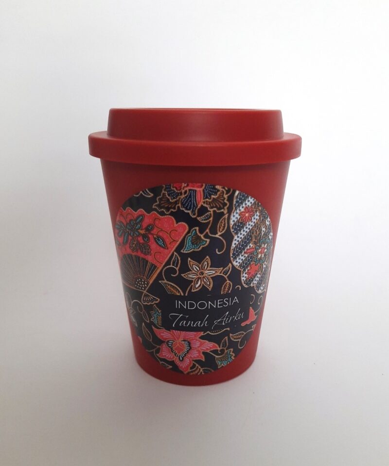 Kaffeebecher rot Batik Kipas