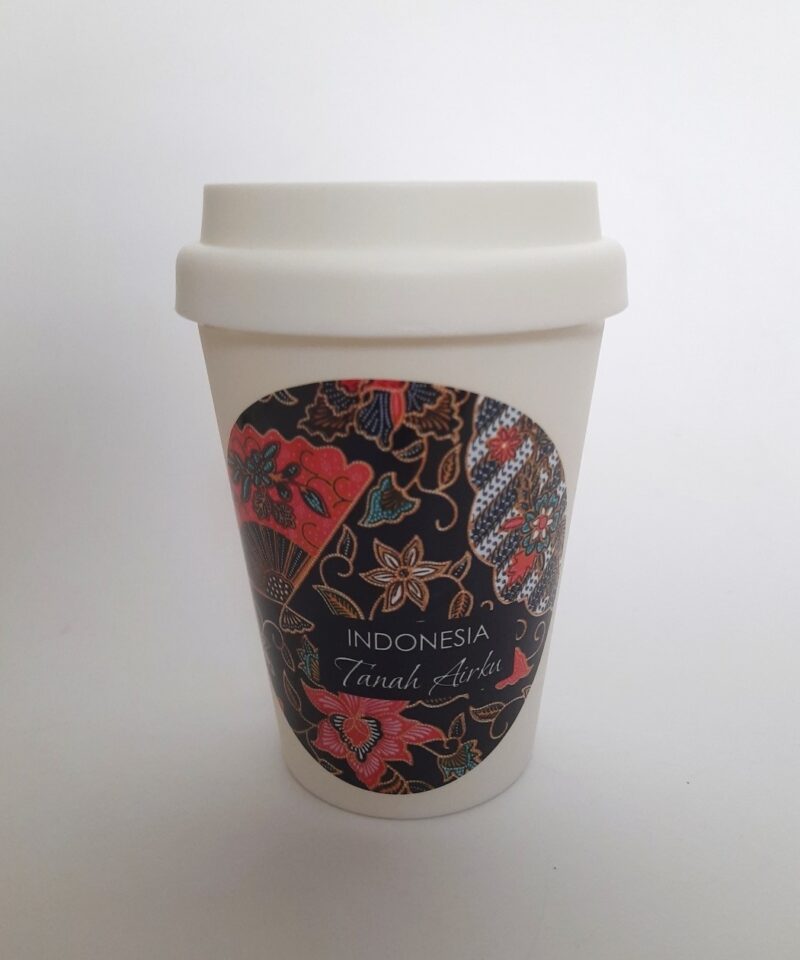 Kaffeebecher weiß Batik Kipas